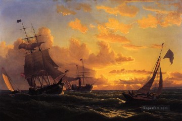 ボート Painting - サンディフックボートの海景の新鮮な風 ウィリアム・ブラッドフォード
